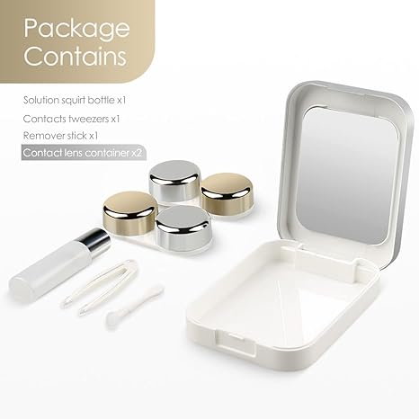 Contact Lens Case, Hard Travel Contact Lenses Box Holder Container Soak Storage Kit Cute With Mirror, Tweezers, Remover Tool Stick, Eye Contact Case Container Holder Solution for Daily Outdoor