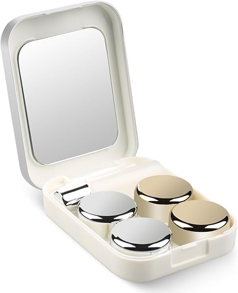 Contact Lens Case, Hard Travel Contact Lenses Box Holder Container Soak Storage Kit Cute With Mirror, Tweezers, Remover Tool Stick, Eye Contact Case Container Holder Solution for Daily Outdoor