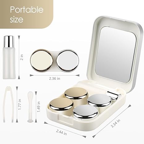 Contact Lens Case, Hard Travel Contact Lenses Box Holder Container Soak Storage Kit Cute With Mirror, Tweezers, Remover Tool Stick, Eye Contact Case Container Holder Solution for Daily Outdoor