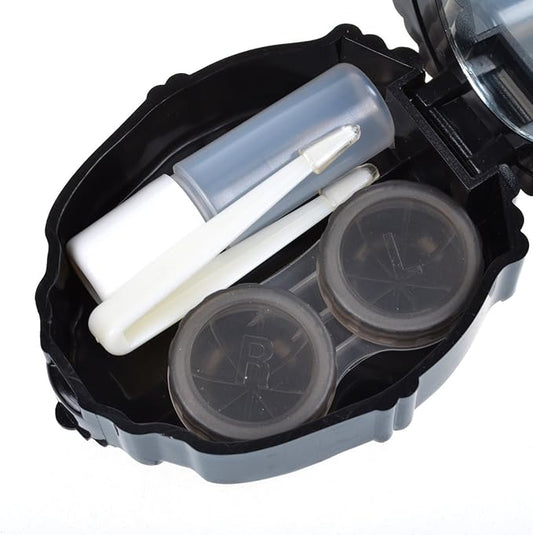 Contact Lens Case Rose Design Portable Contact Lenses Container Holder Storage Box for Home and Travel with Mirror